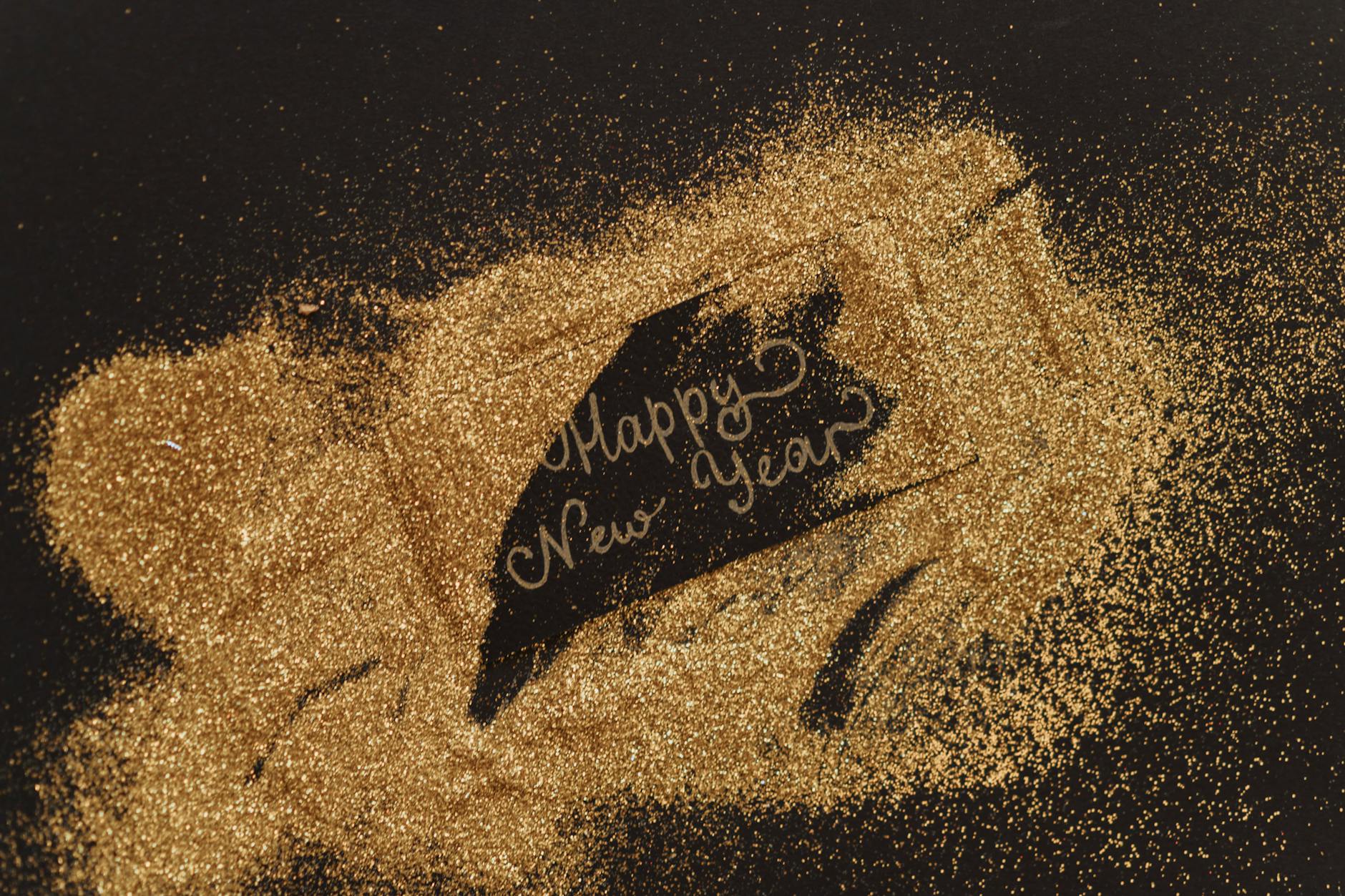 happy new year greeting card with glitters
